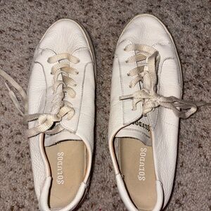 Soludos Cream Leather Sneakers